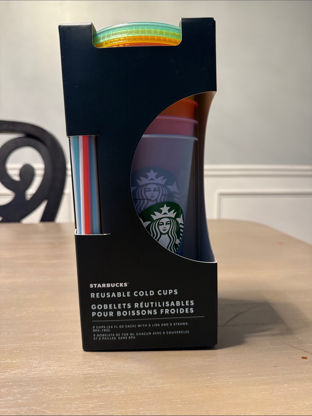 Starbucks Multi-Color Reusable Cold Cups with Straws